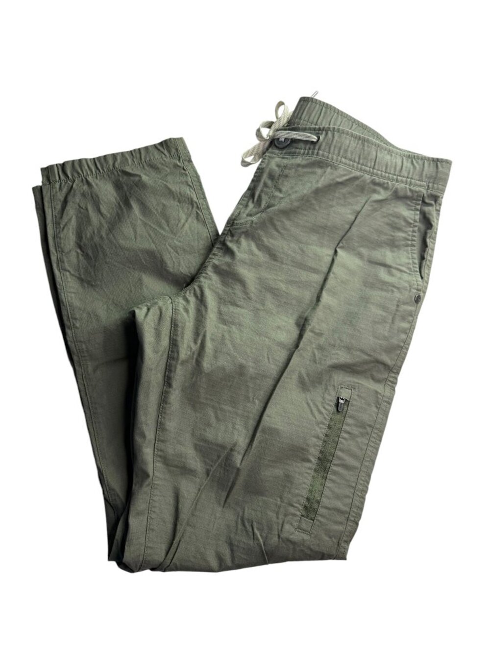 VUORI Ripstop Olive Green Pants, Size Women's Large Drawstring Tie